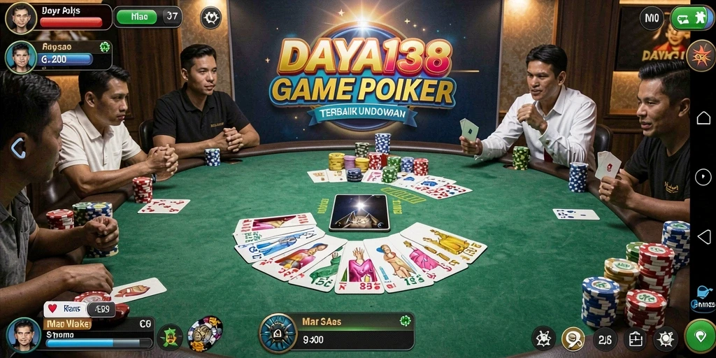Tampilan menarik dari gameplay poker di DAYA138.
