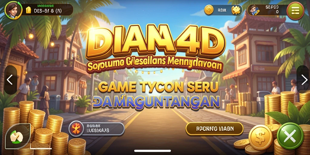 Tampilan gameplay seru dalam DIANA4D, tunjukkan strategi bisnis Anda.
