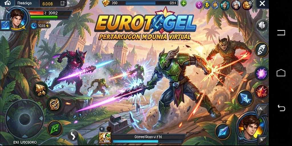 Gameplay EUROTOGEL menampilkan pertarungan seru dengan karakter yang beragam.