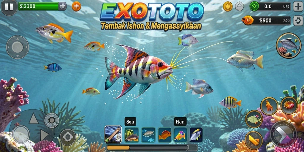 Screenshot gameplay Tembak Ikan yang seru dan penuh warna.