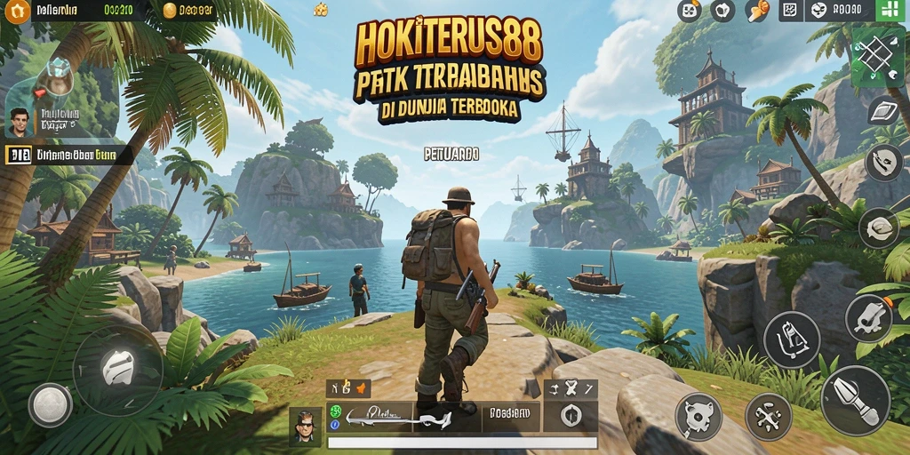 Screenshot gameplay HOKITERUS88 menampilkan petualangan di dunia terbuka.