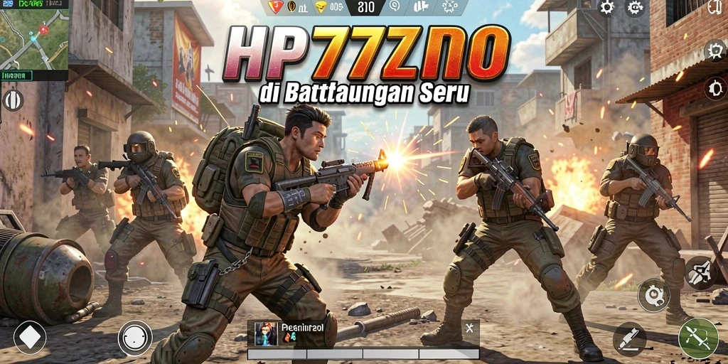 Tampilan aksi seru dalam gameplay HP777 Battle Royale.