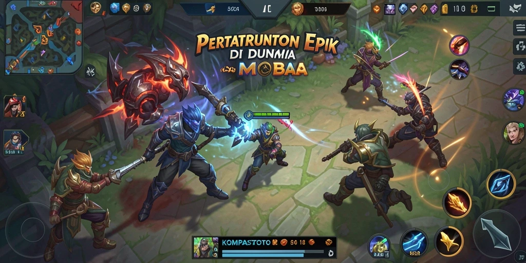 Tangkapan layar gameplay seru dari KOMPASTOTO di arena MOBA.