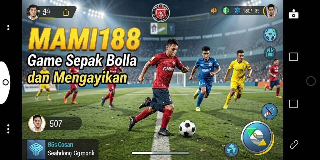 Screenshot MAMI188 menampilkan aksi seru pertandingan sepak bola.