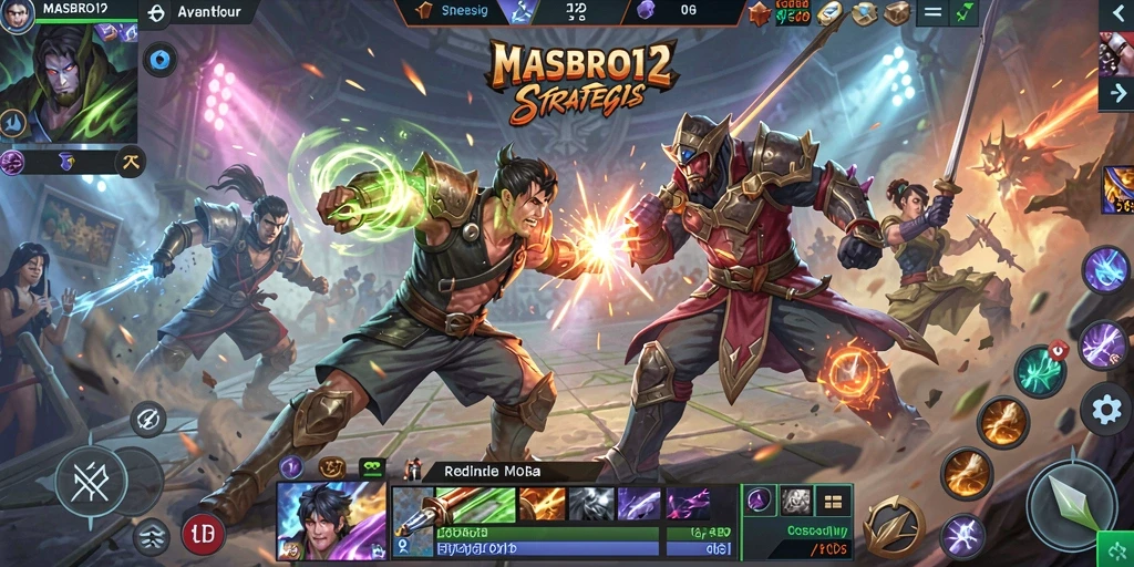 Screenshot gameplay MOBA yang menegangkan di MASBRO12