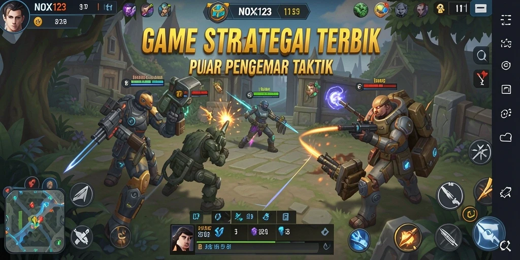 Tampilan gameplay NOX123 yang mendebarkan dan strategis.