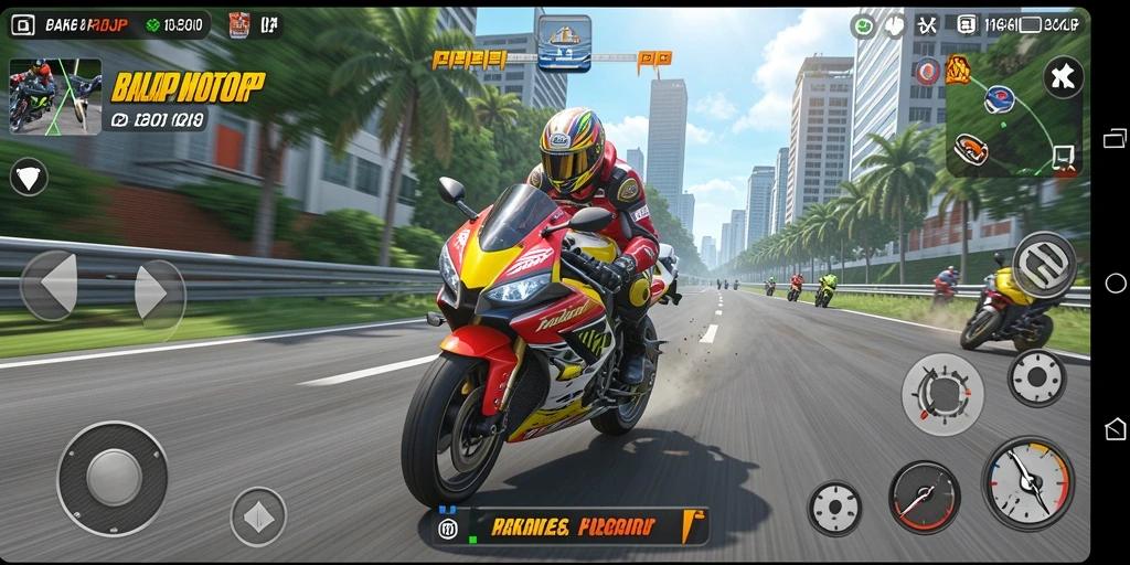 Gameplay PAKARJP yang mendebarkan di trek balap motor.