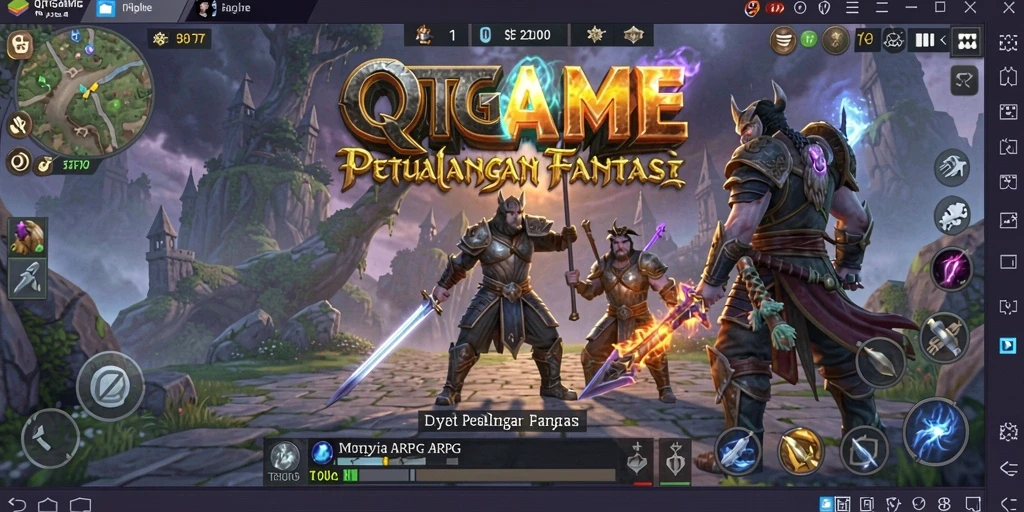 Tampilan gameplay seru dalam QTGAME dengan pertarungan yang dinamis.