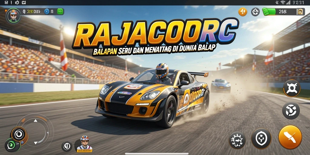 Screenshot gameplay RAJACORC menampilkan balapan yang menegangkan dan grafis yang memukau.