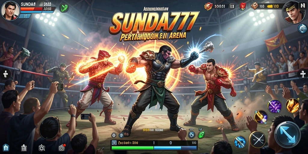 Gameplay SUNDA777 menampilkan pertarungan intens dan karakter beragam.