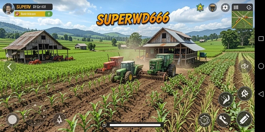 Tampilan menarik dari gameplay SUPERWD666 dalam mengelola pertanian.