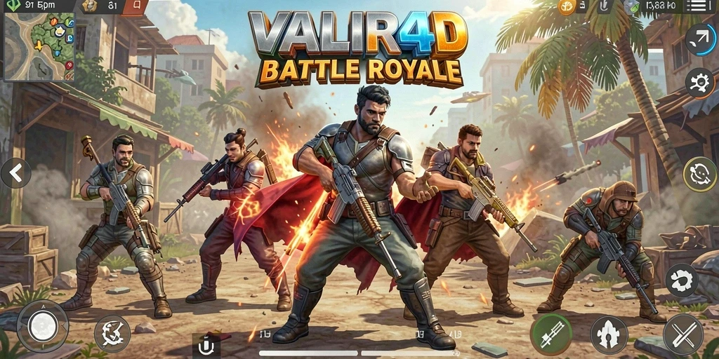 Gameplay seru di VALIR4D dengan pertarungan sengit di arena Battle Royale.