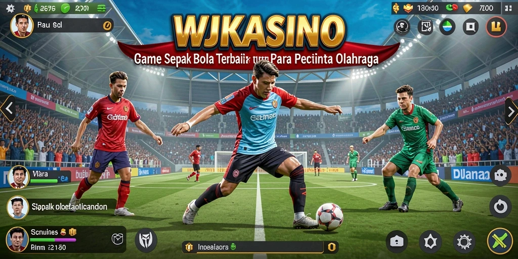 Tampilan gameplay <strong>WJKASINO</strong> dalam suasana pertandingan sepak bola yang seru.